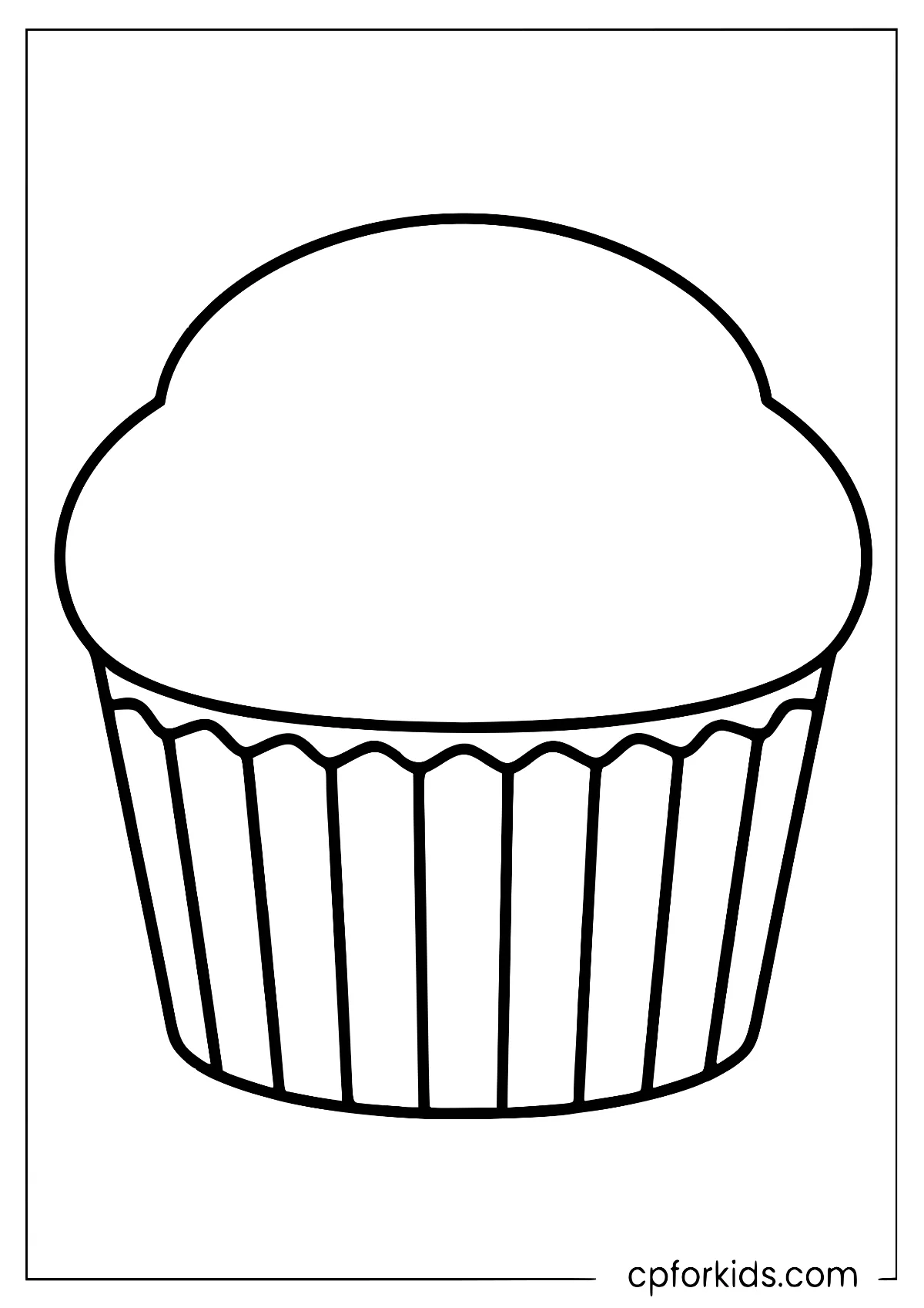 Simple blank cupcake outline for preschoolers