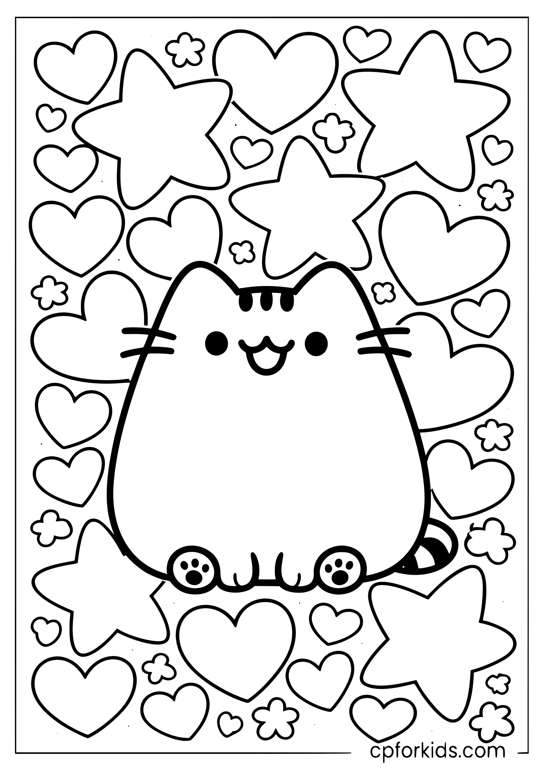 Easy Pusheen Coloring Page for Kids
