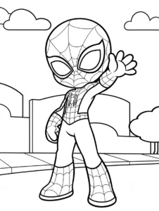 Easy Spider-Man waving with large simple shapes