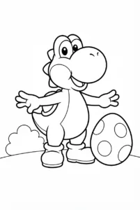 Simple Yoshi standing with a large egg