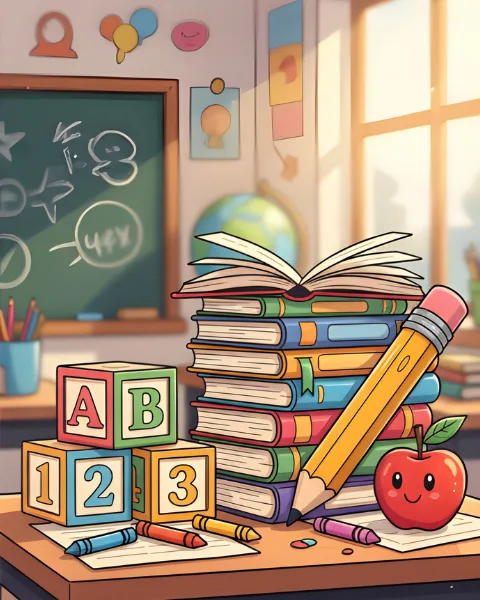 Educational Coloring Pages for Kids Educational coloring pages focused on letters, numbers, and early learning concepts illustrated in a simple and playful style.