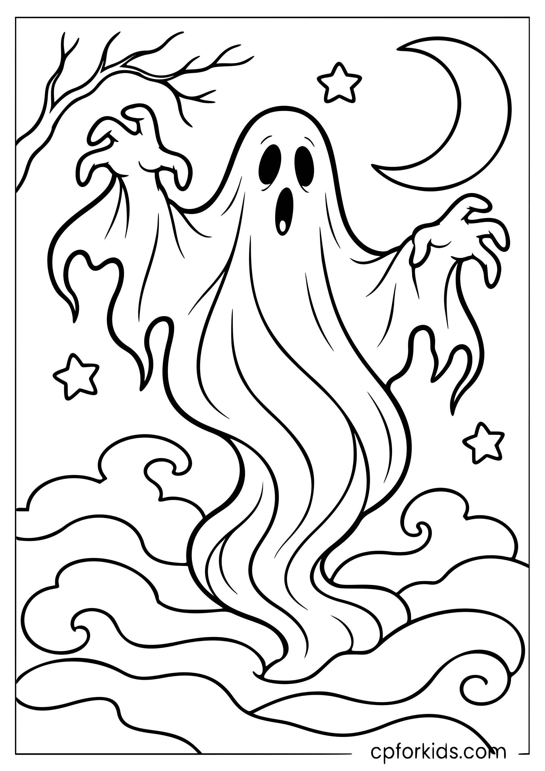Wispy ghost emerging from fog