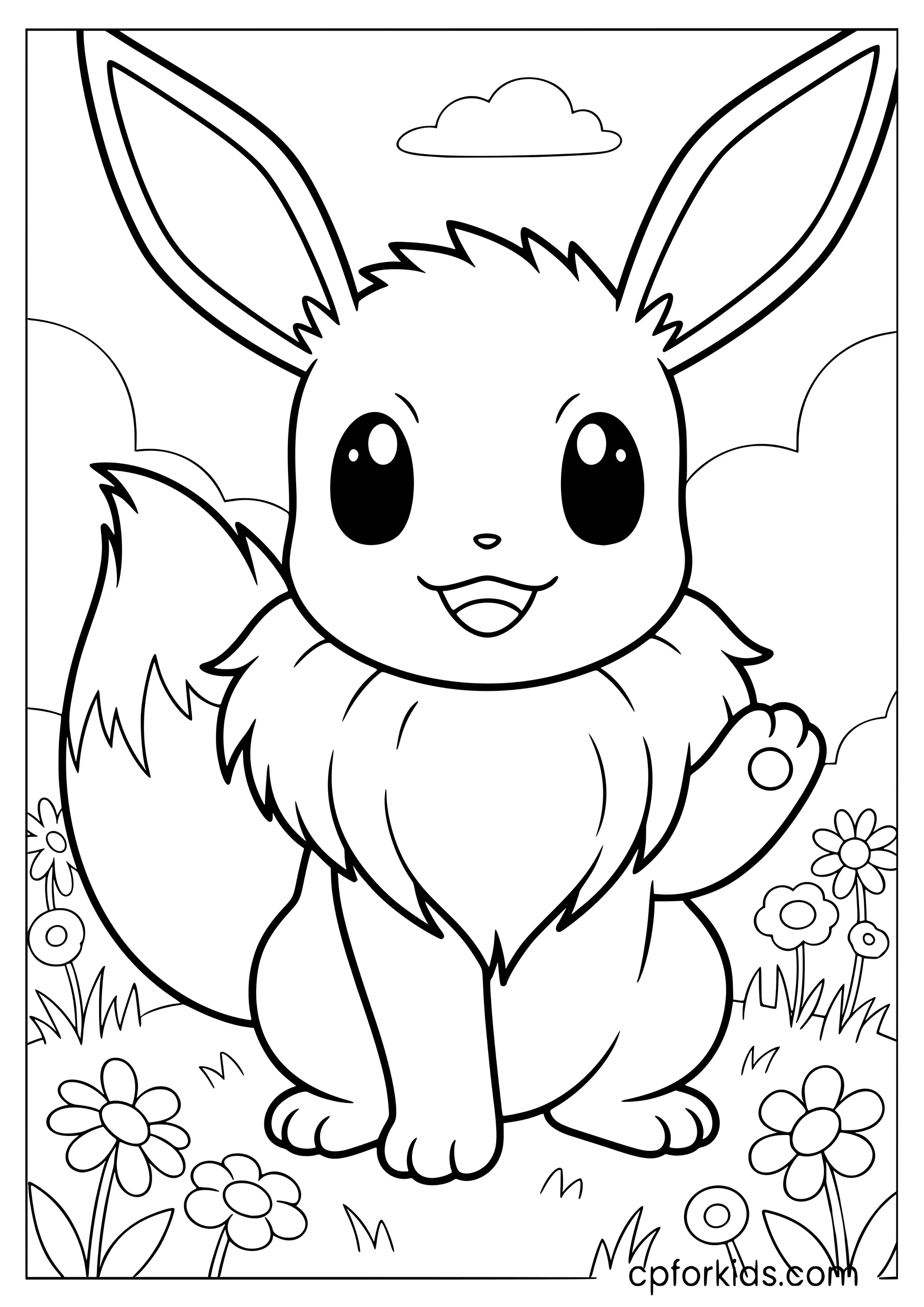 Eevee in a Sunny Flower Field