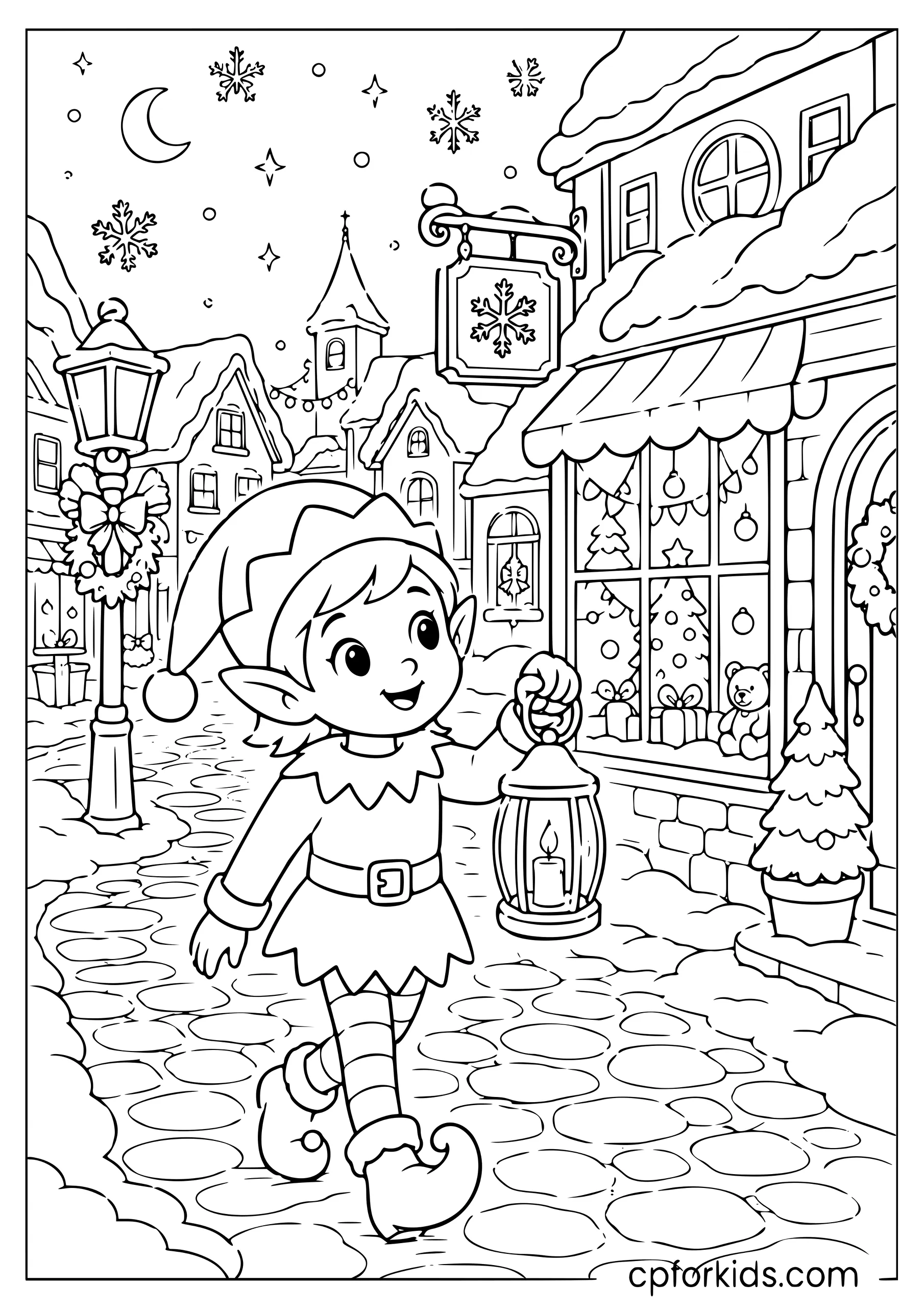 Elf Explores the Winter Town