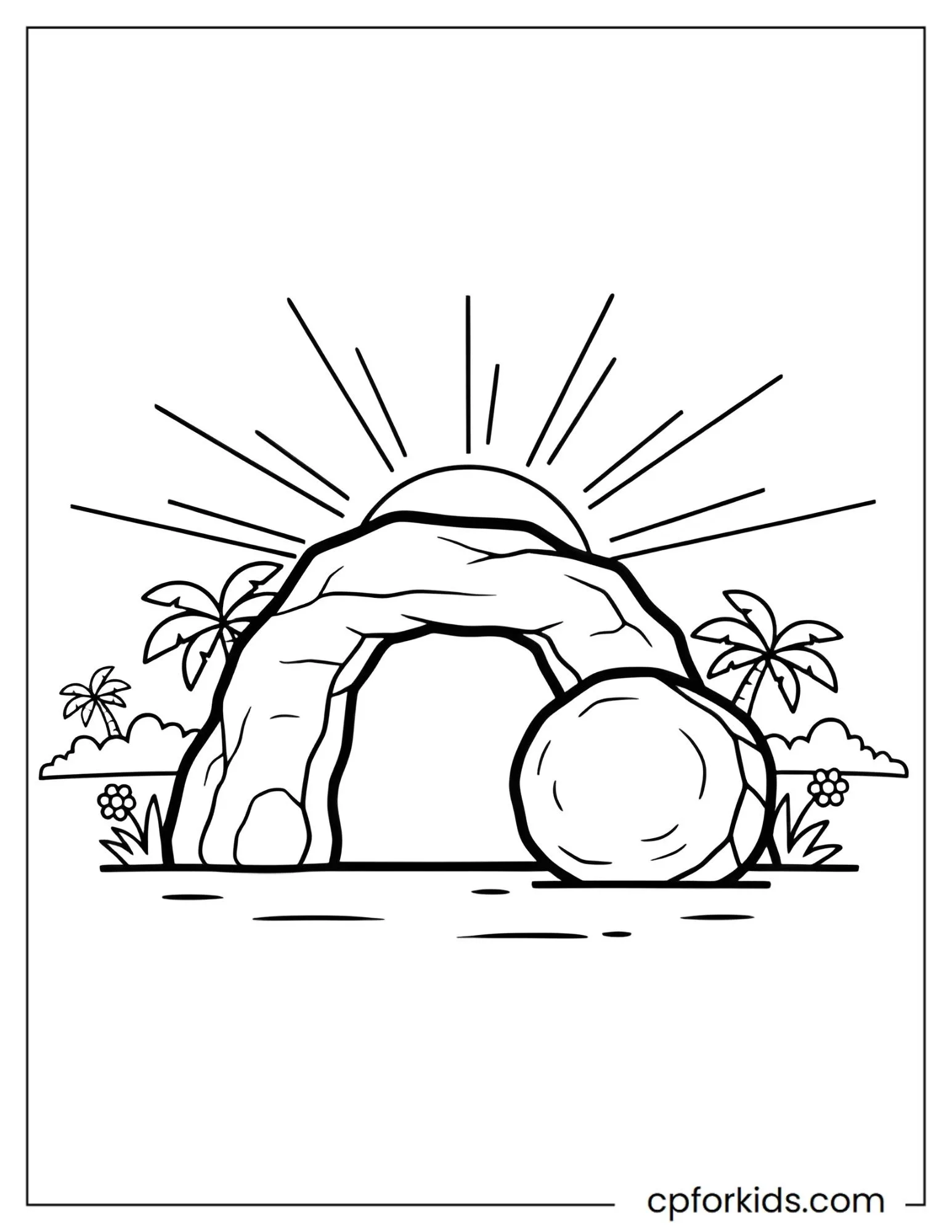 Empty tomb with the stone rolled away