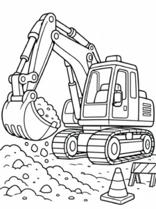 An excavator digging dirt at a construction site