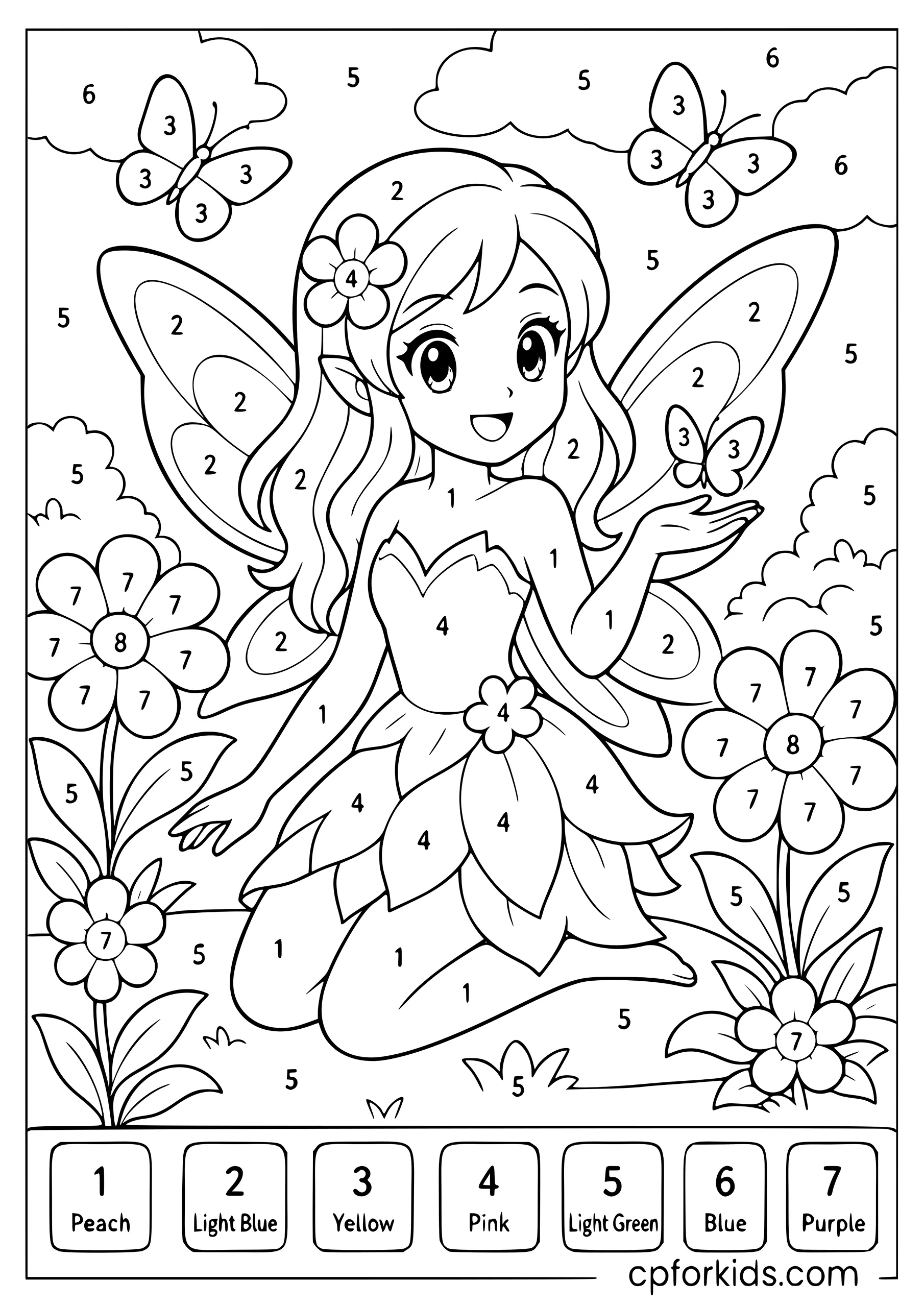 Color the Fairy by Number