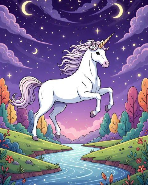 Fantasy & Mythical Coloring Pages Fantasy coloring pages with dragons, unicorns, fairies, and magical creatures illustrated in a storybook style.