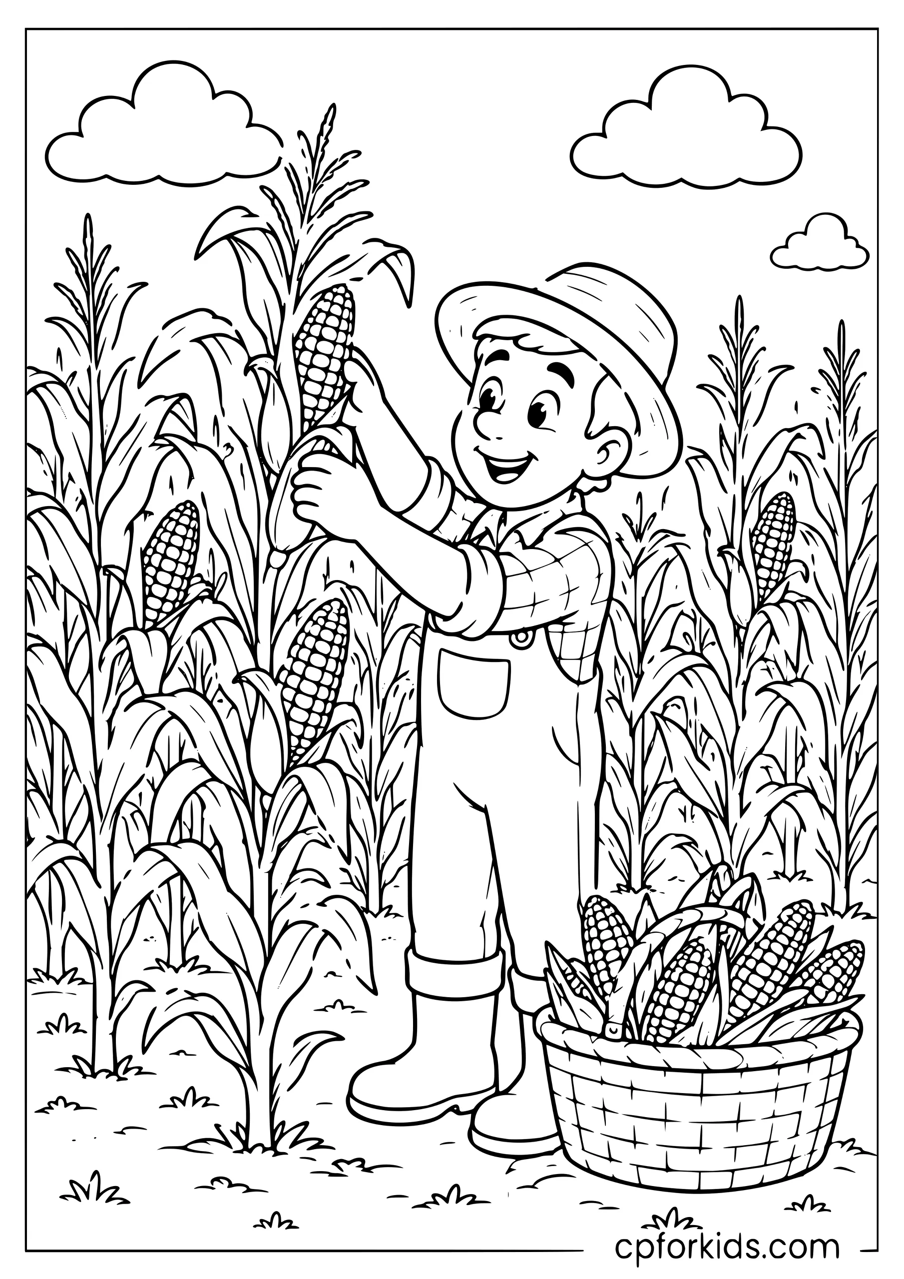 Farmer Harvesting the Corn