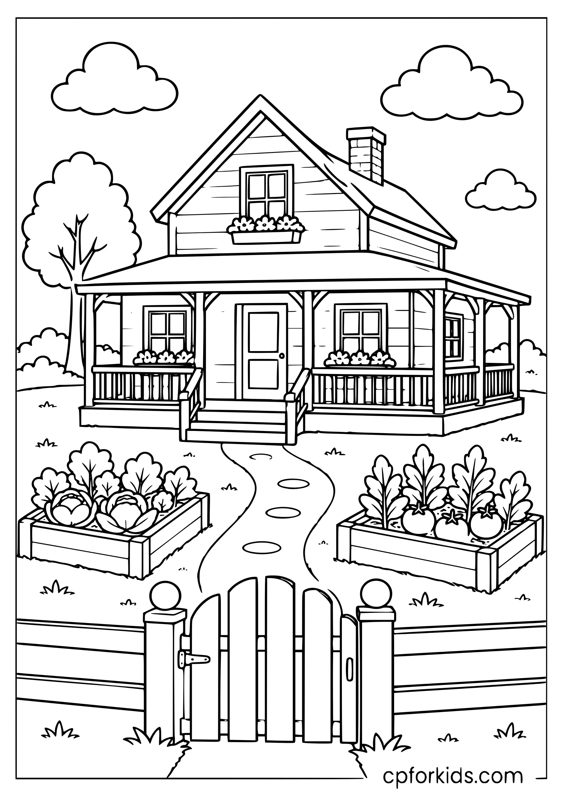 Farmhouse With Garden and Porch