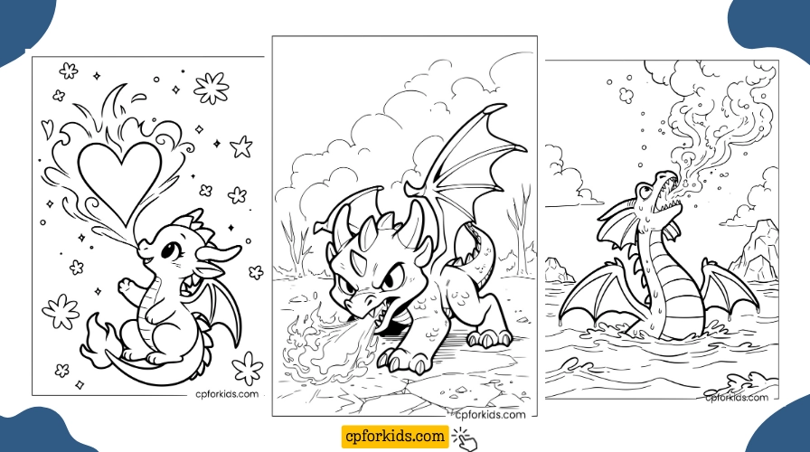 Printable Coloring Pages for Fire-Breathing Dragon