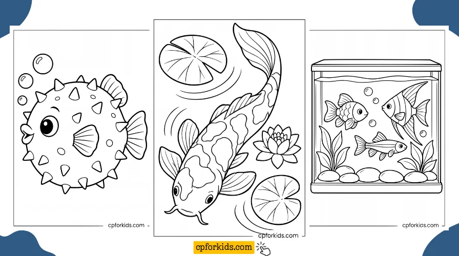 Printable Fish coloring pages feature image