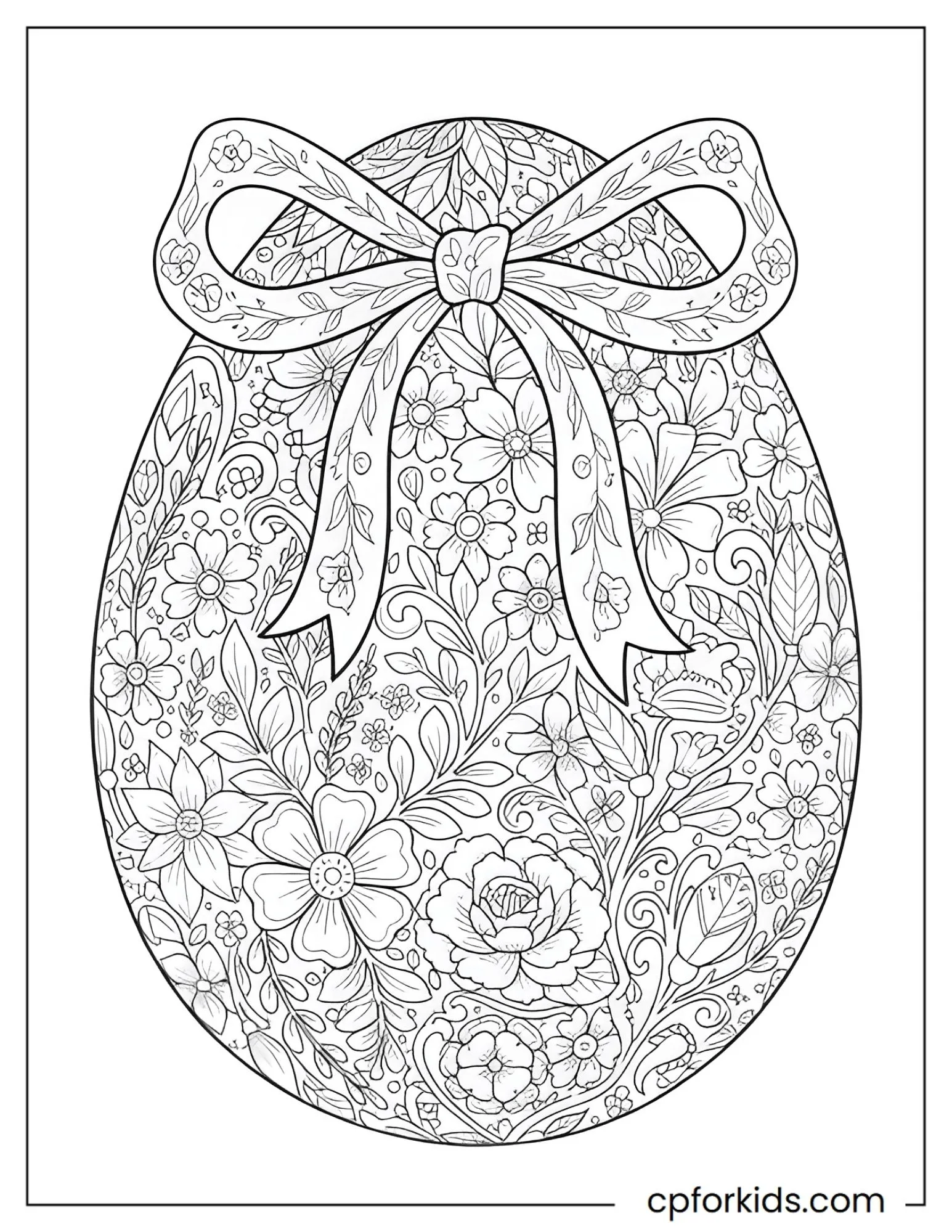 Floral Easter egg wrapped with a decorative bow