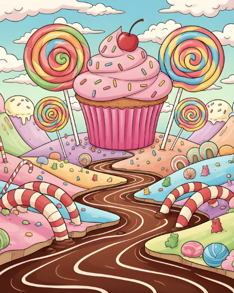 Food & Drink Coloring Pages Food coloring pages showing sweet treats, fruits, and popular snacks illustrated in a fun and playful way for kids.