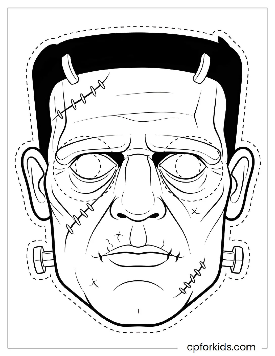 Frankenstein's monster face mask template
