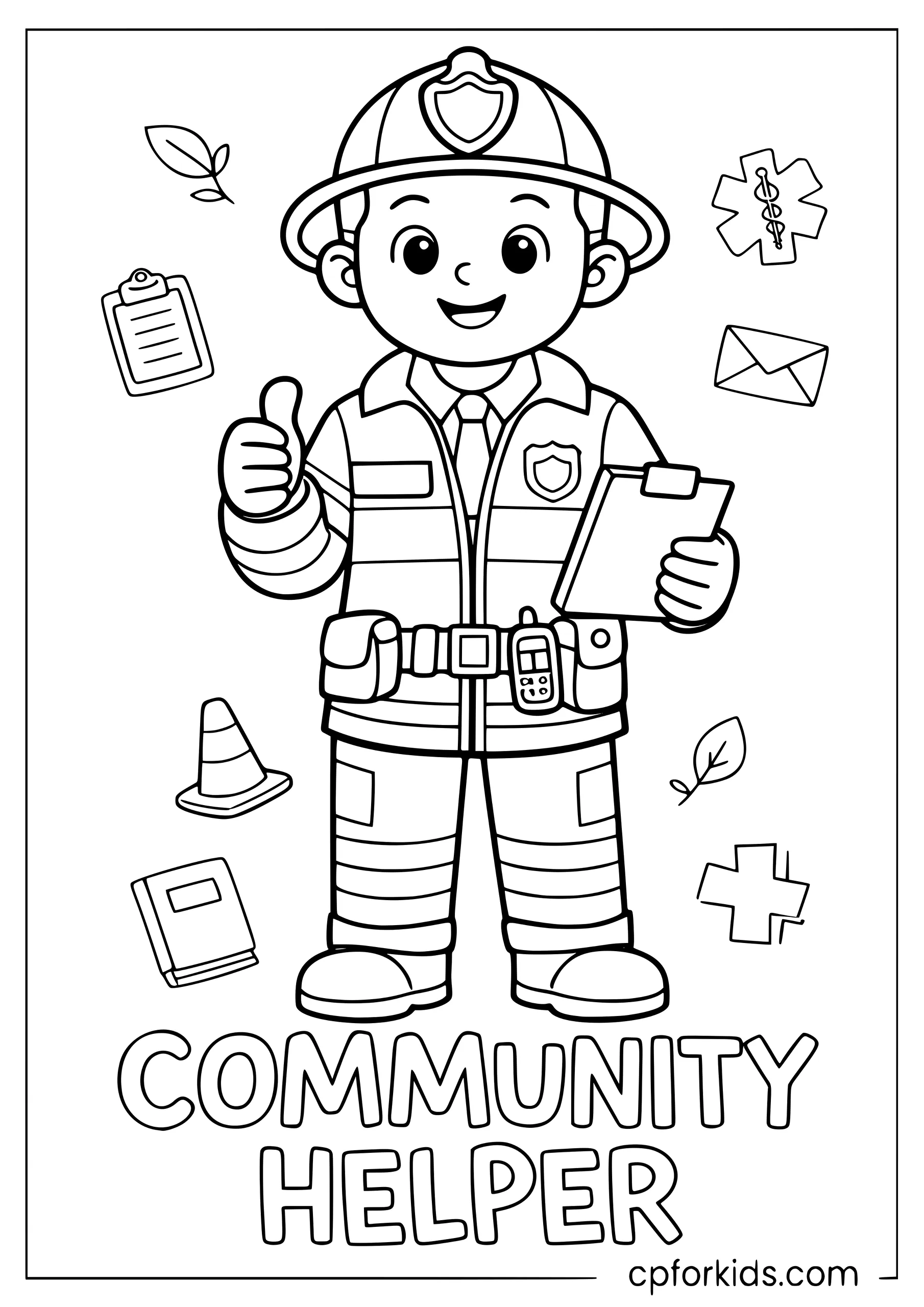 Community Helpers Printable — Full Scene