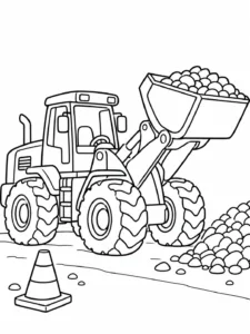 A front loader carrying gravel in its bucket