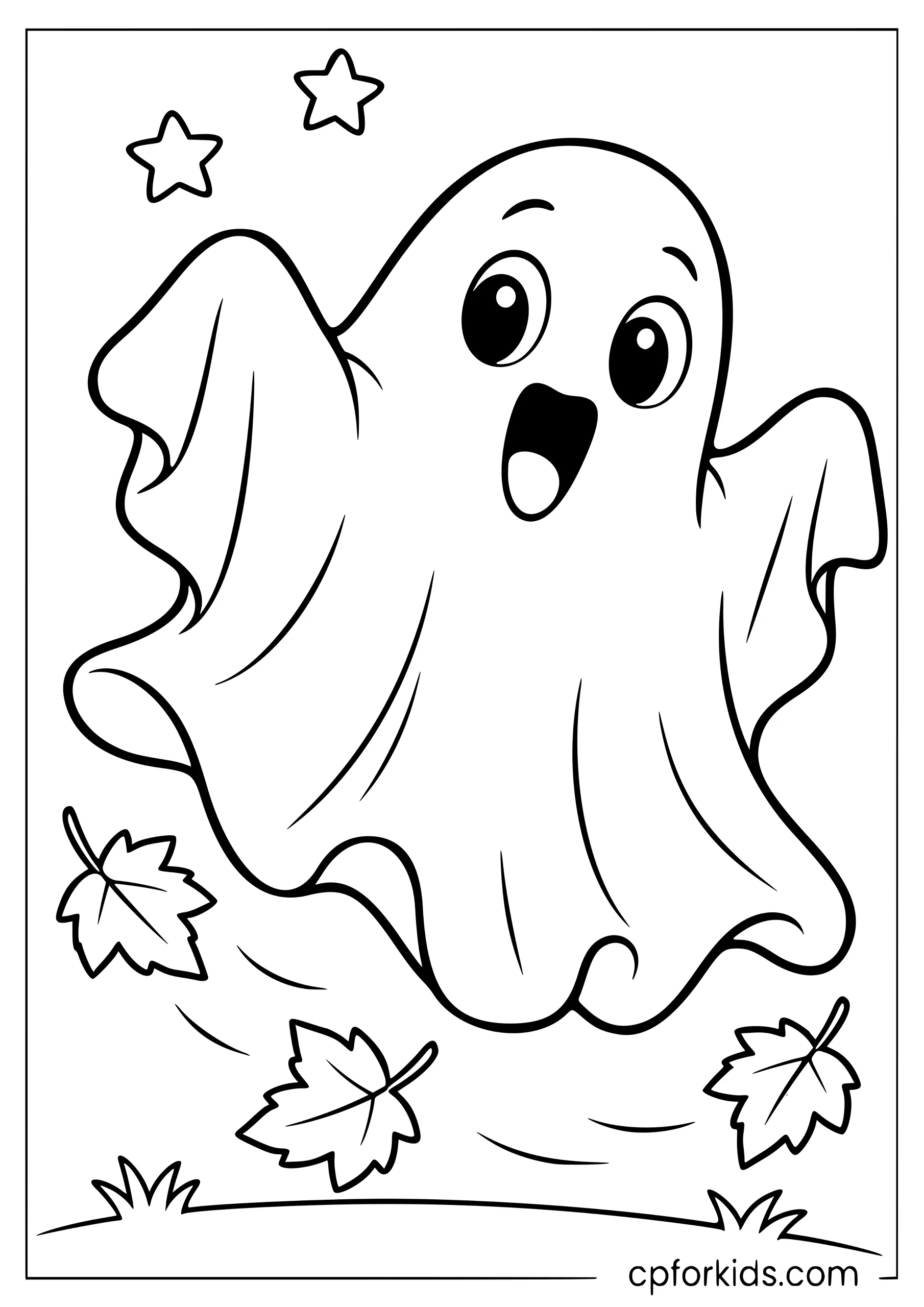 Floating sheet ghost with wide eyes and open mouth
