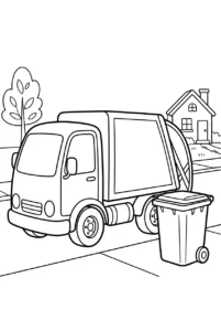 A garbage truck collecting bins on a neighborhood street