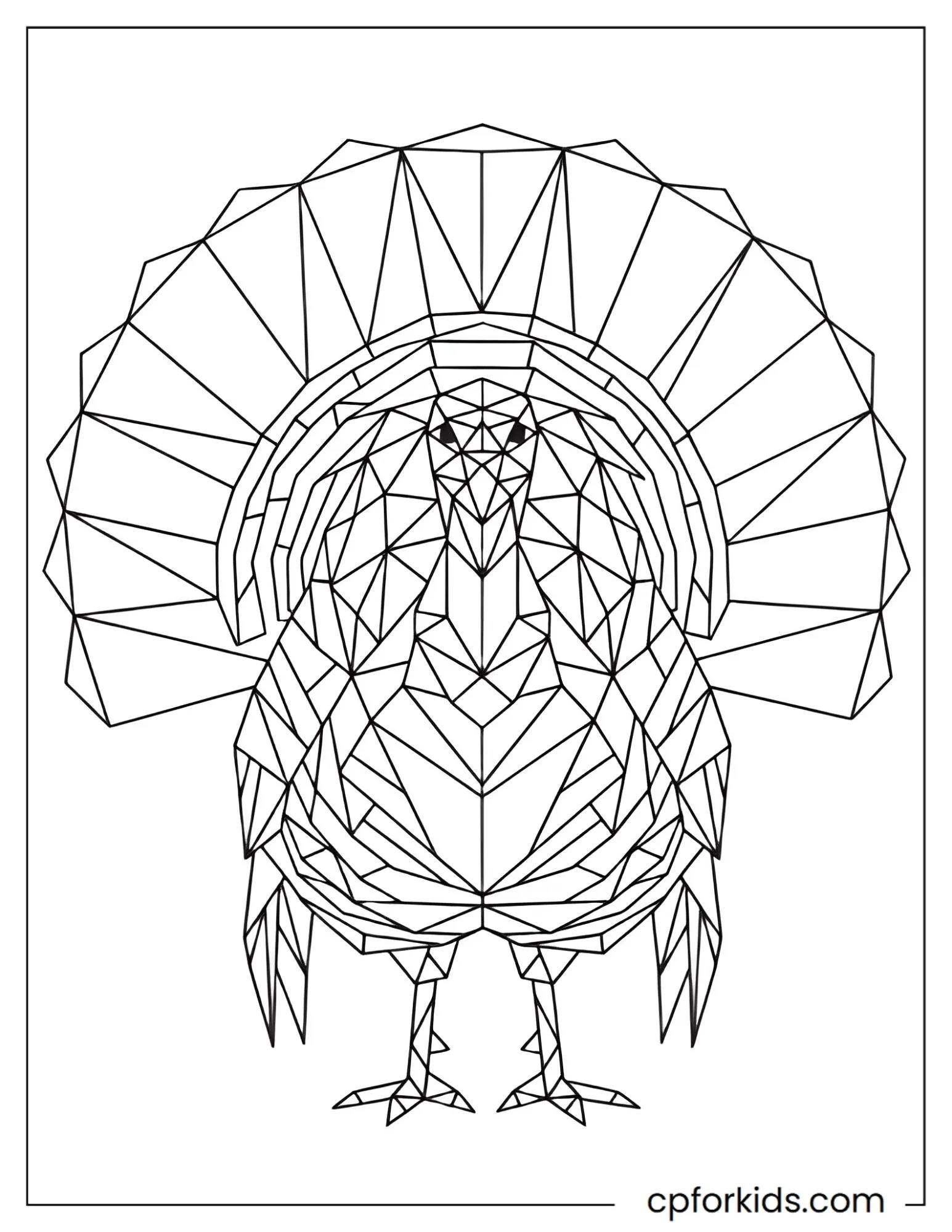 Turkey with a fan tail divided into geometric shapes
