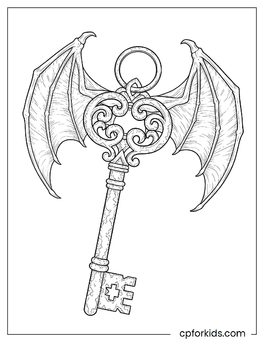 Rusty key on a bat-wing keychain