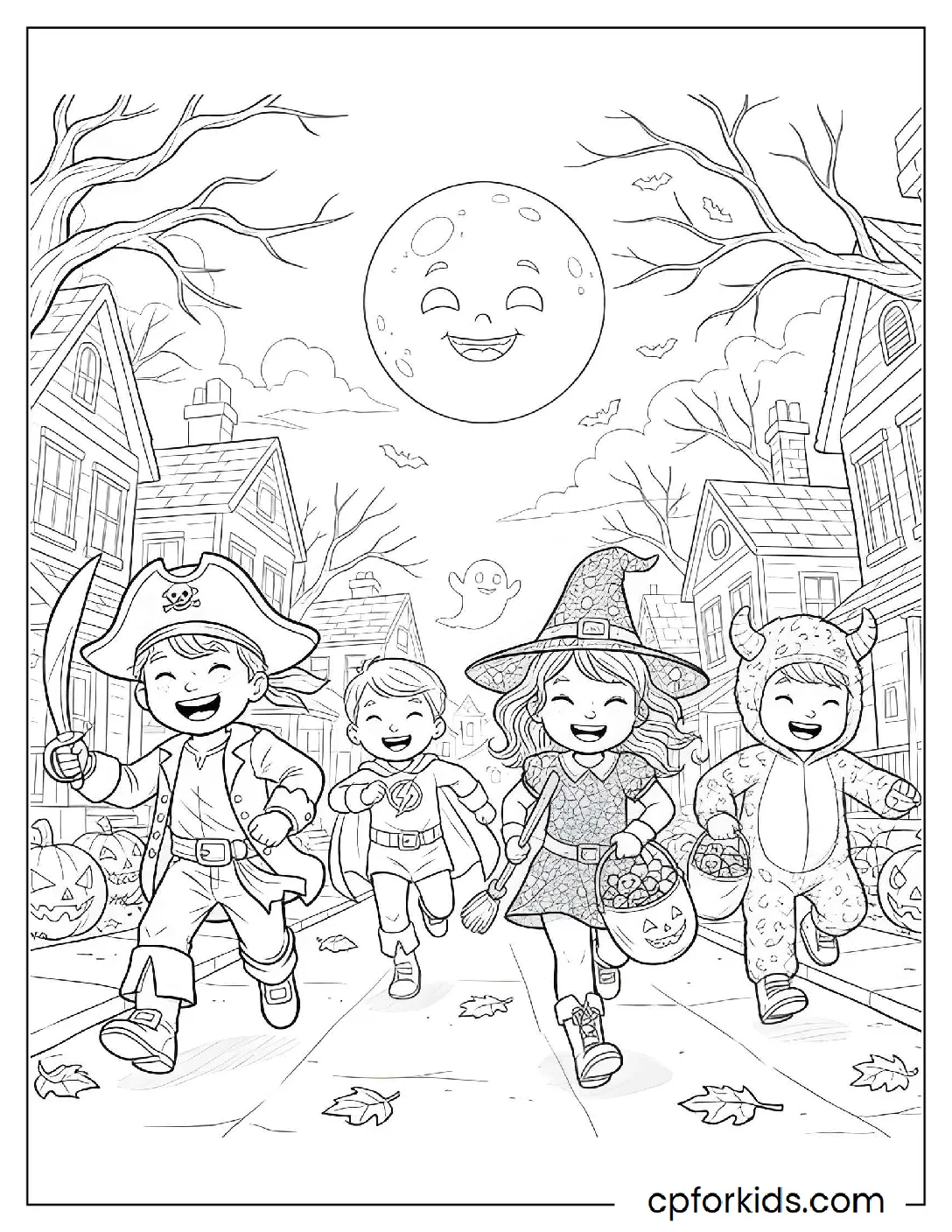 Group of kids in costumes laughing