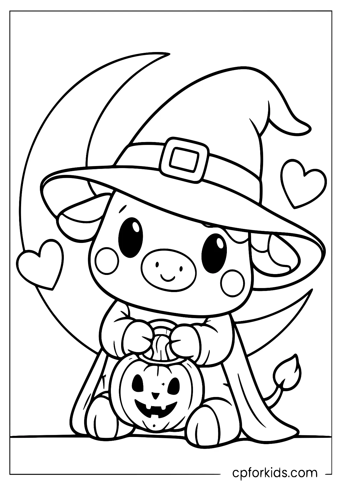 Cow in a simple Halloween costume with big, easy shapes