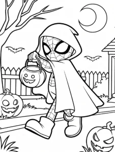 Spider-Man wearing a playful ghost costume for Halloween
