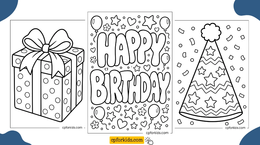 Printable Coloring Pages for Happy Birthday