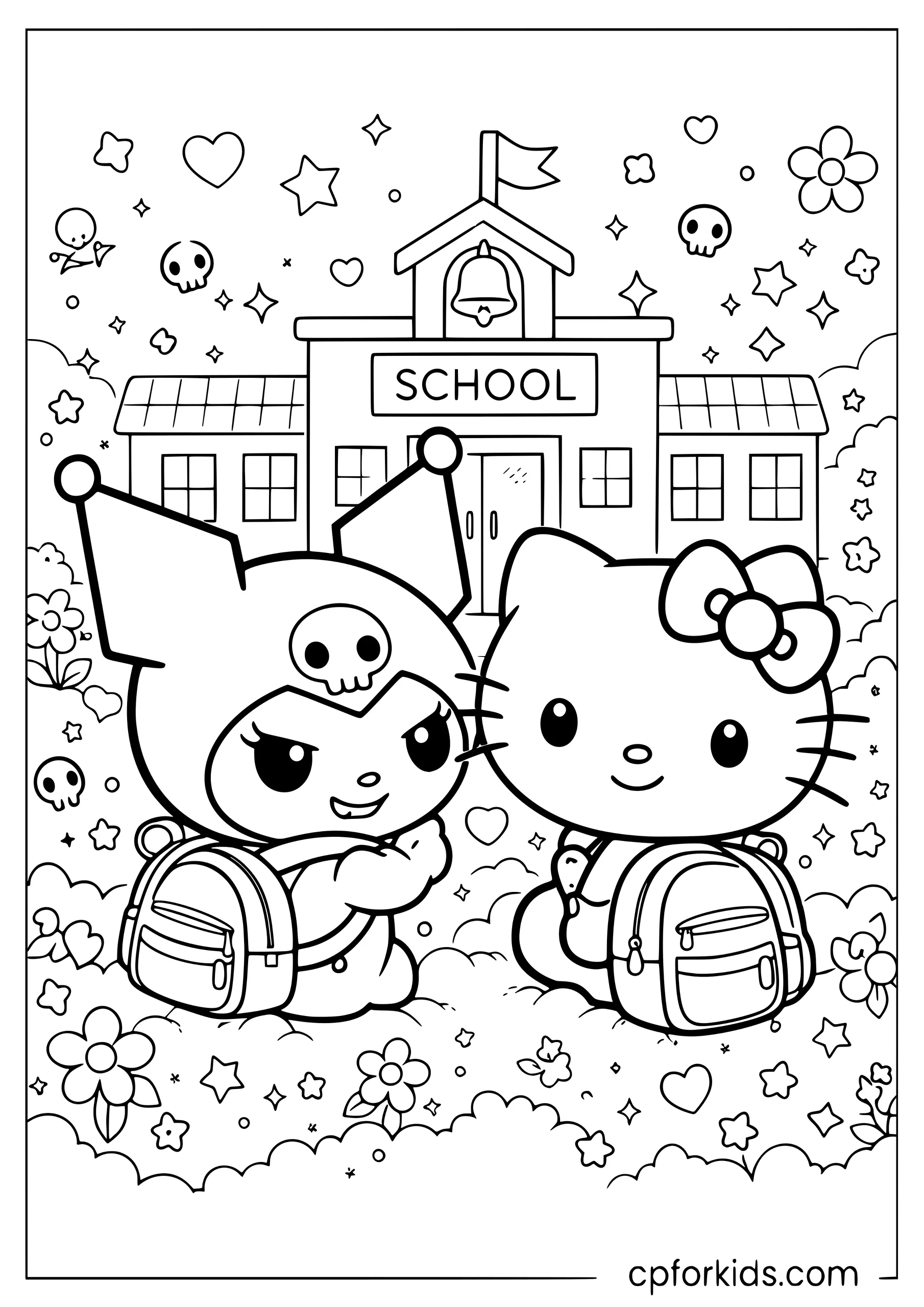 Hello Kitty and Kuromi at School
