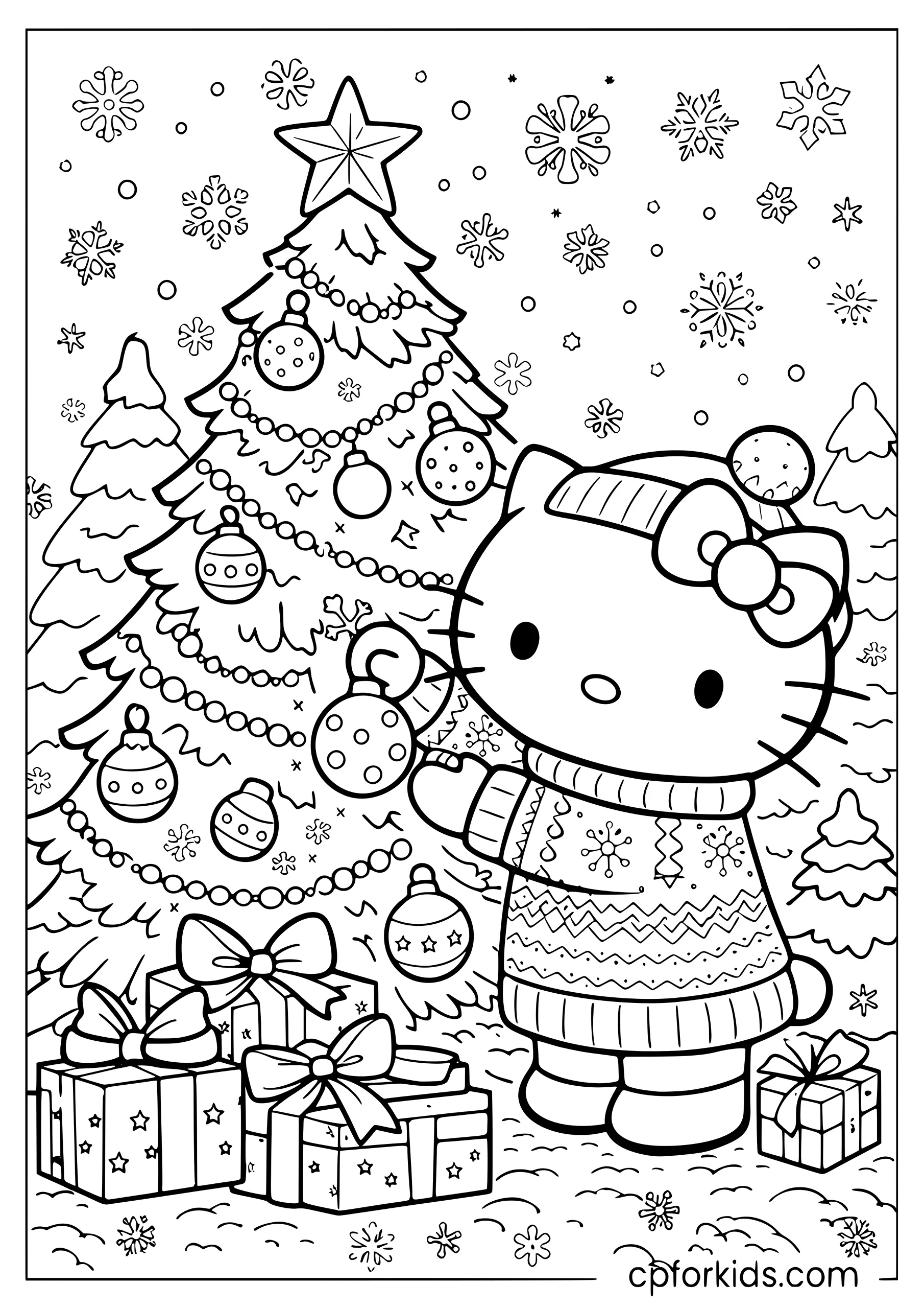 Hello Kitty Decorating the Christmas Tree