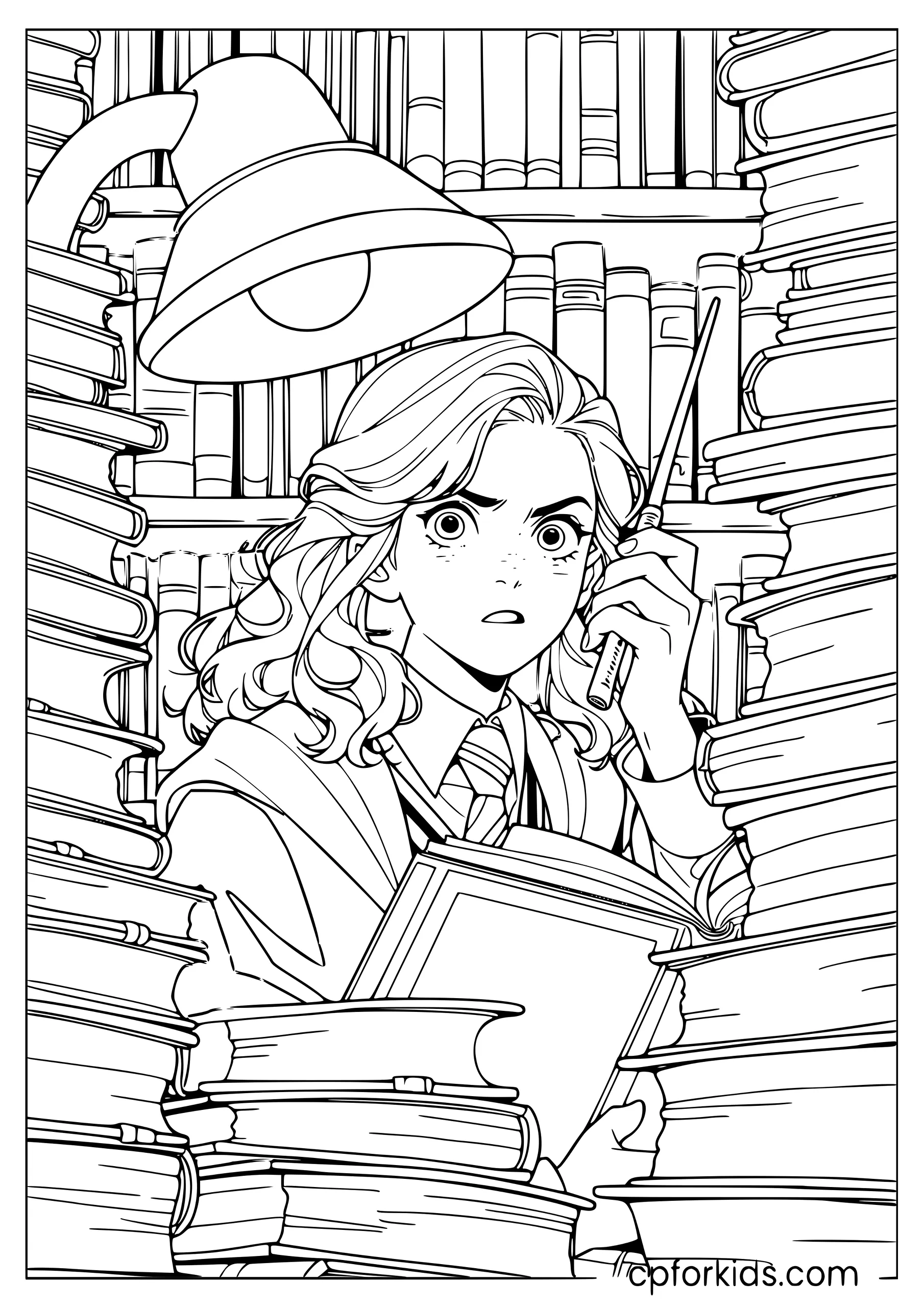 Hermione Studying in the Library