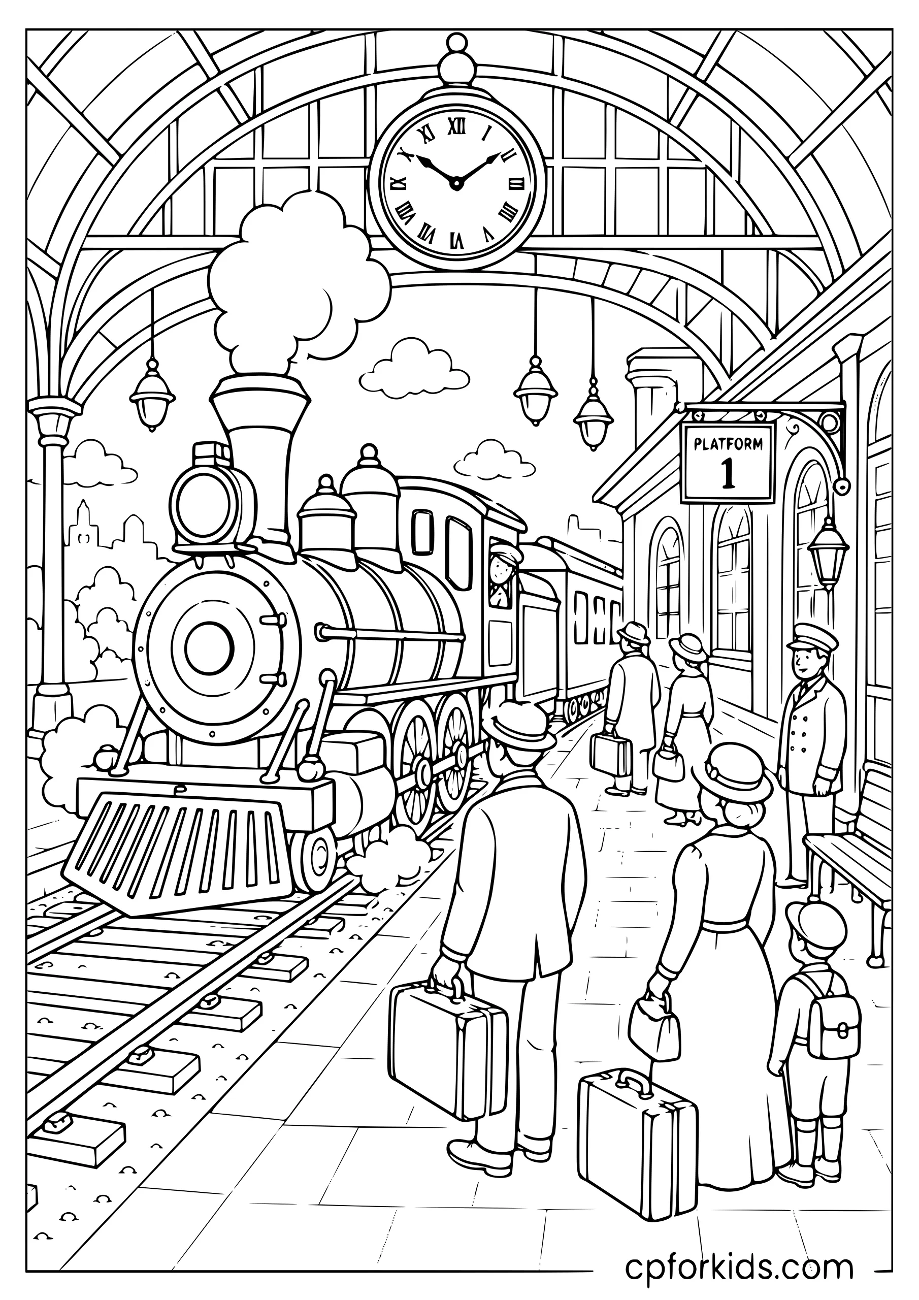 Vintage Train Station Arrival