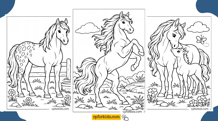Printable Horse coloring pages featured image