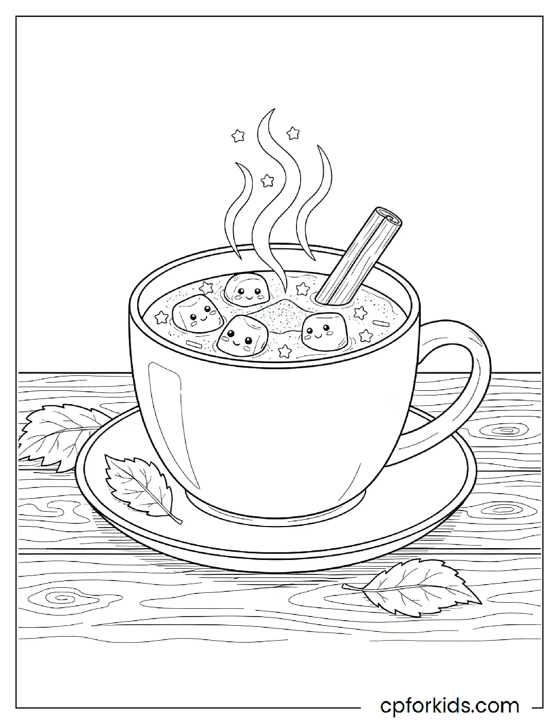Mug of cider with ghost marshmallows