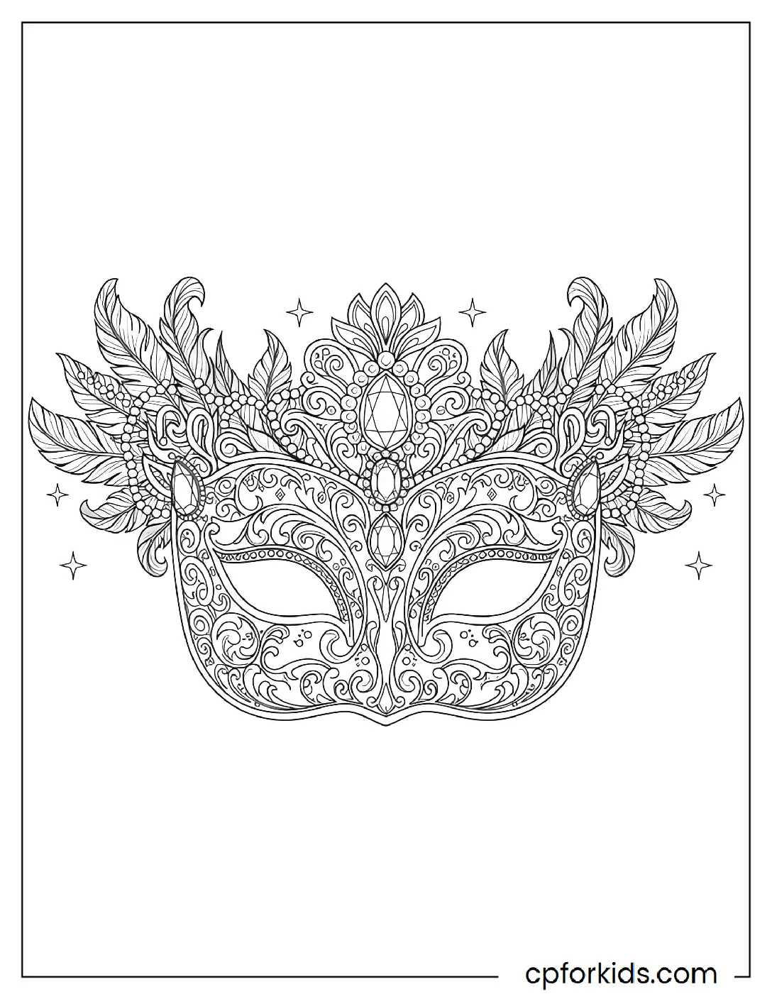 Masquerade mask with feathers and jewels