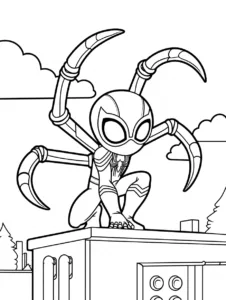 Iron Spider using four mechanical spider arms
