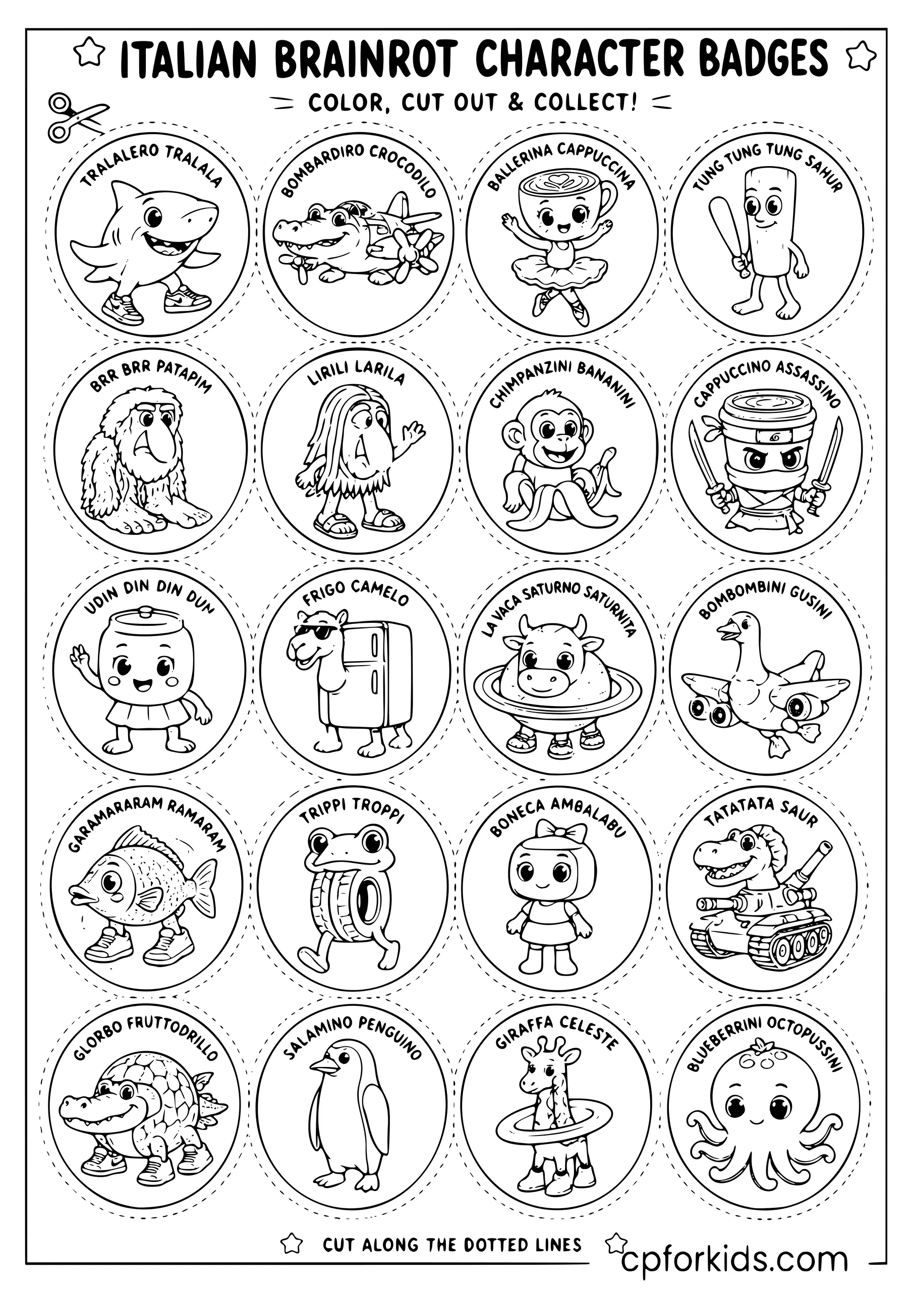 Italian Brainrot Character Badges