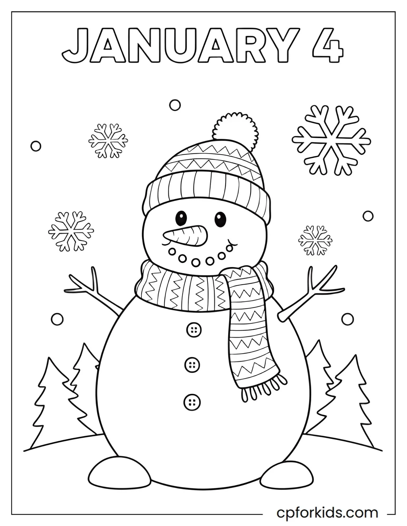 Simple smiling snowman with winter accessories