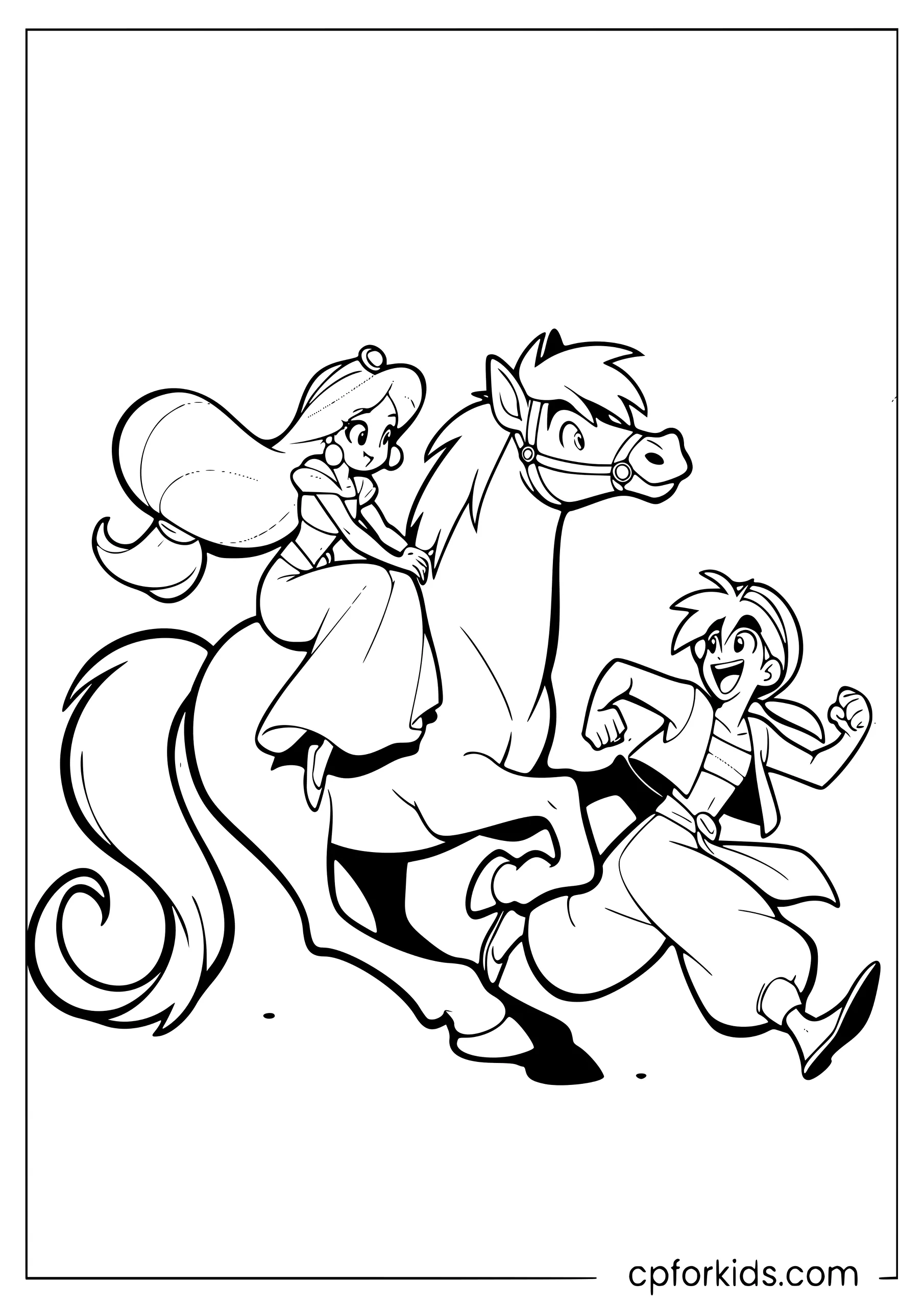 Jasmine and Abu in the Marketplace Chase