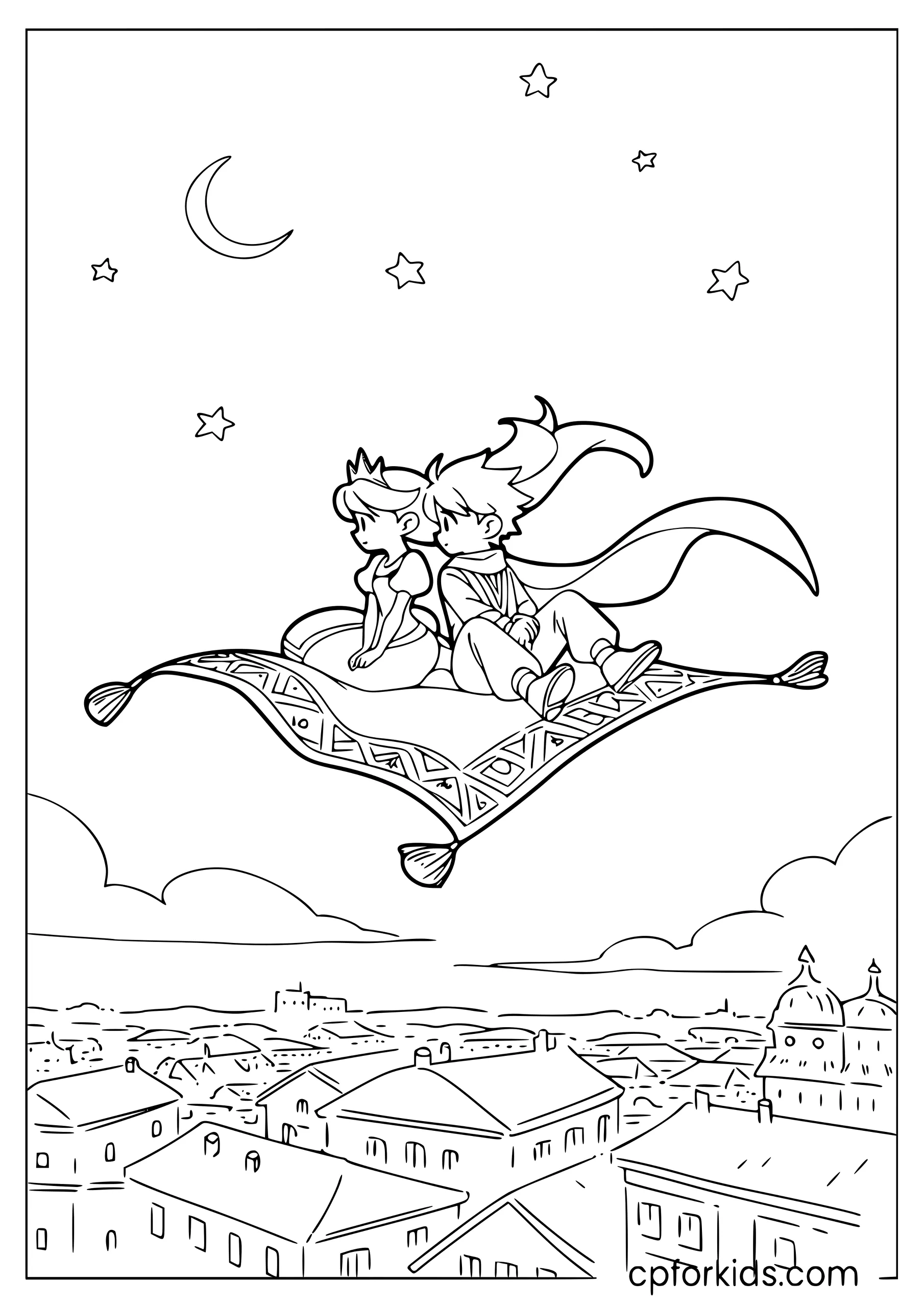 Jasmine and Aladdin on the Magic Carpet