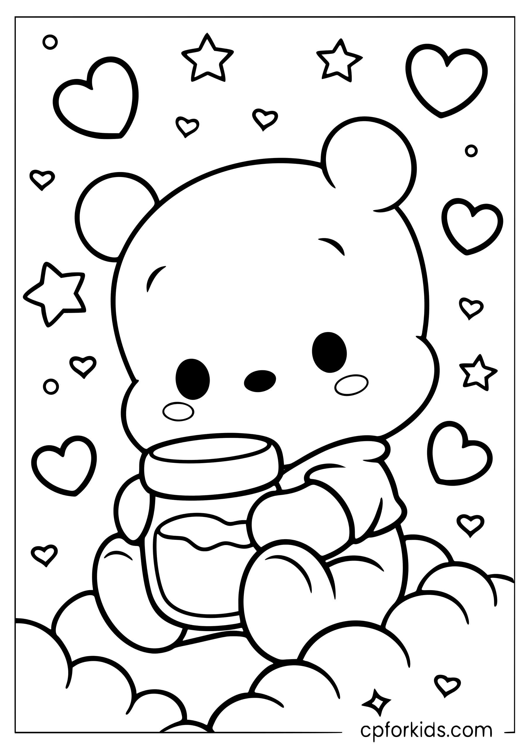 Kawaii Baby Pooh on a Cloud