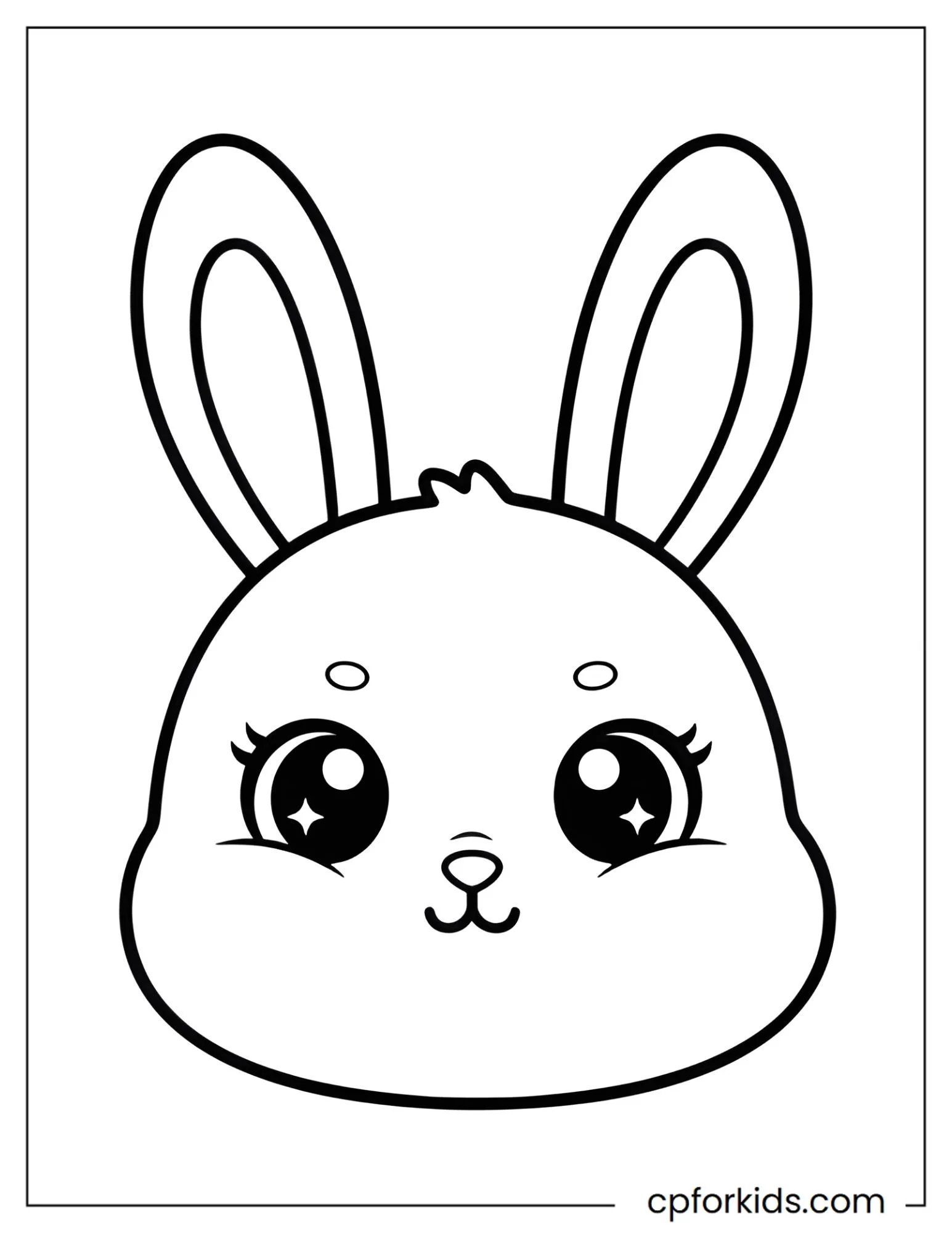 Close-up bunny face with large eyes and ears