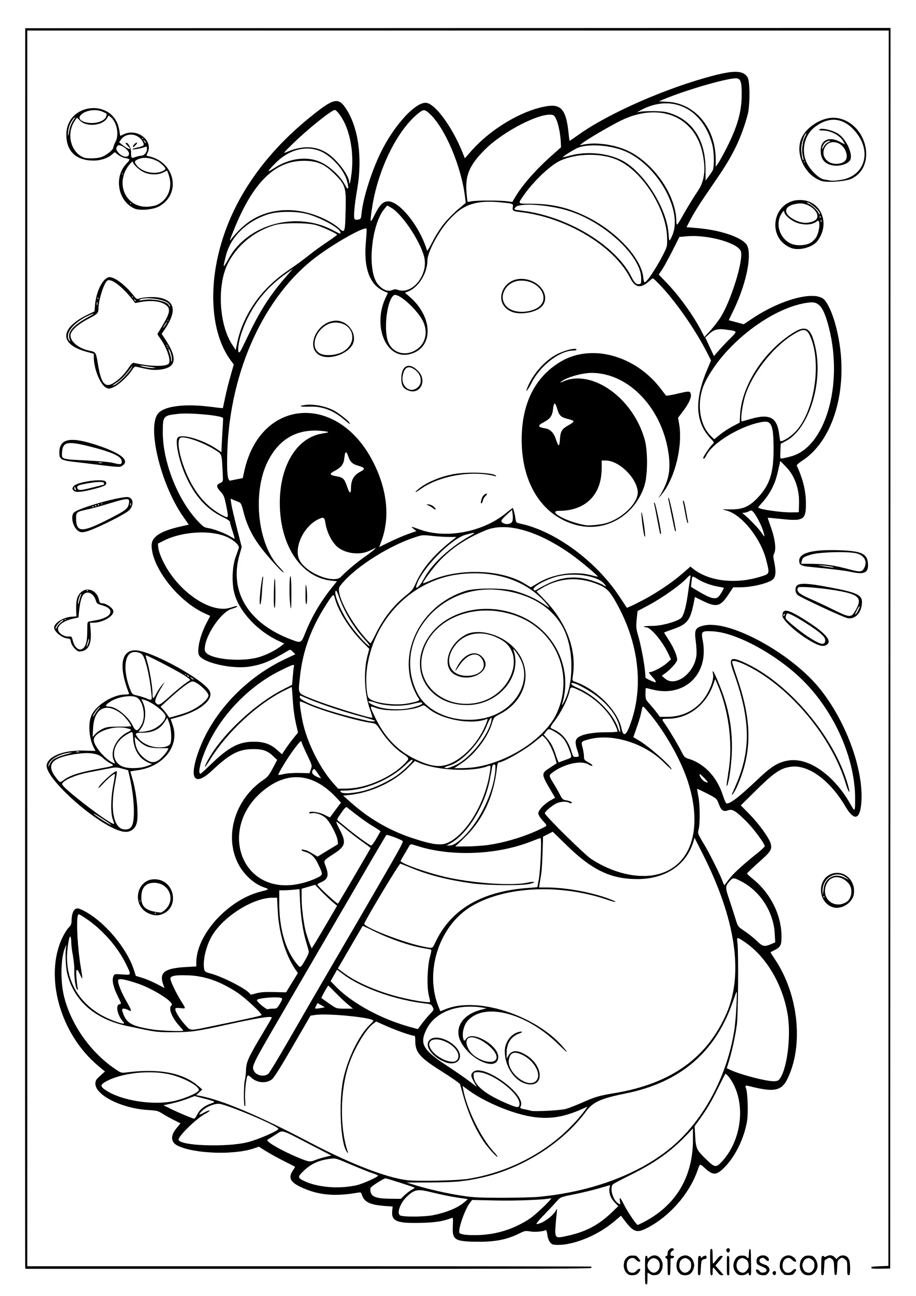 Kawaii Dragon and the Giant Lollipop