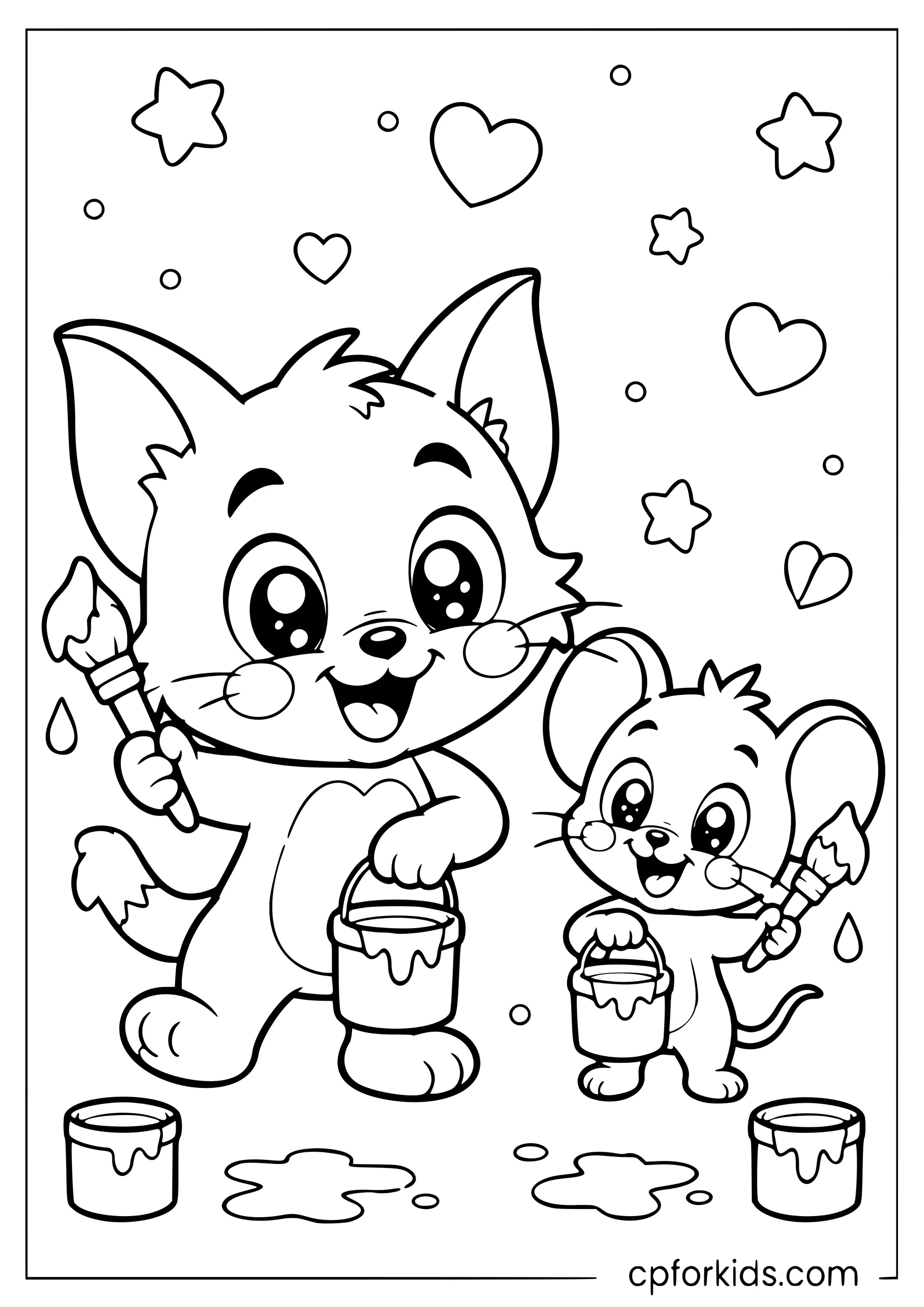Kawaii Tom and Jerry Painting Fun