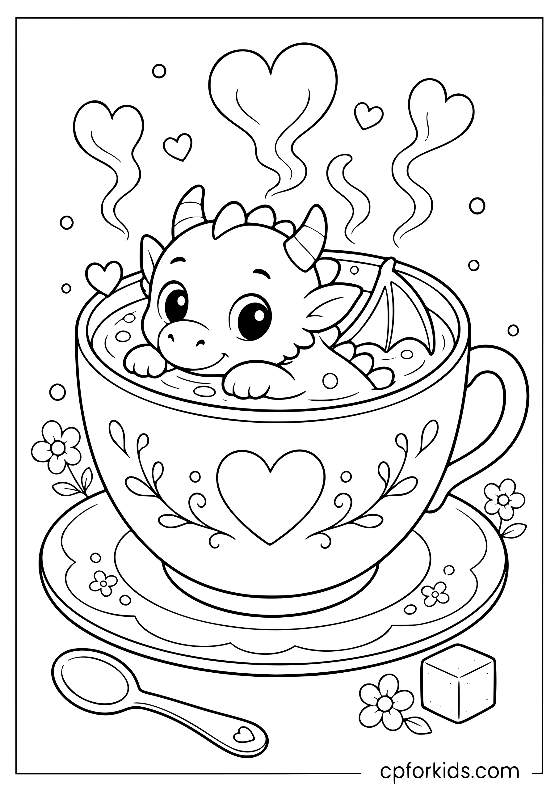 Kawaii Dragon in a Teacup