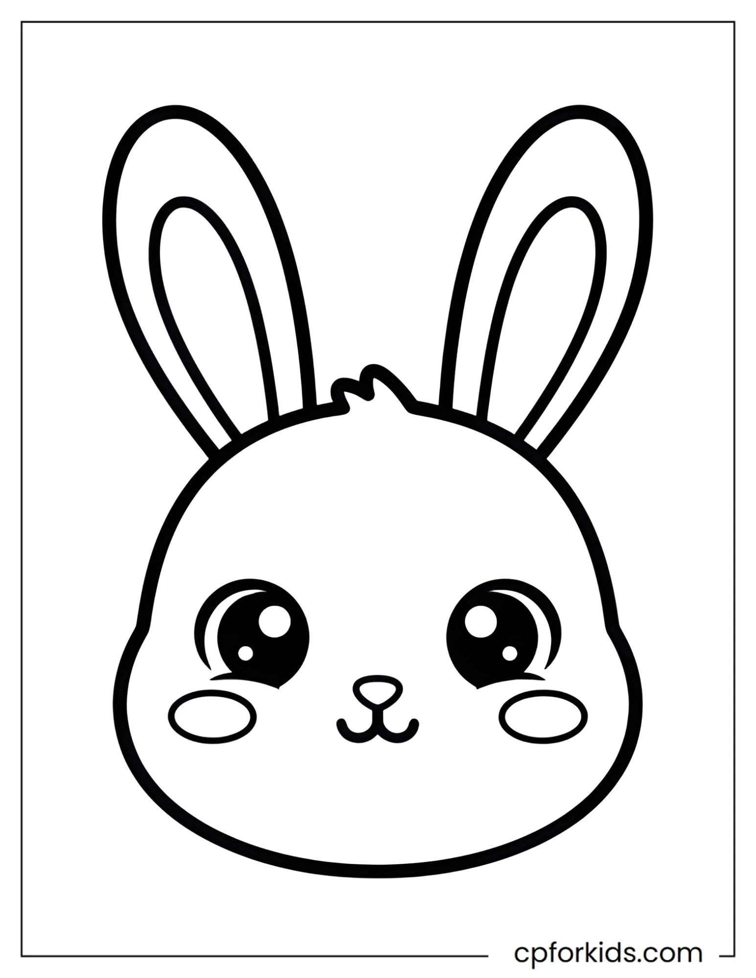 Close-up kawaii Easter bunny face with long ears