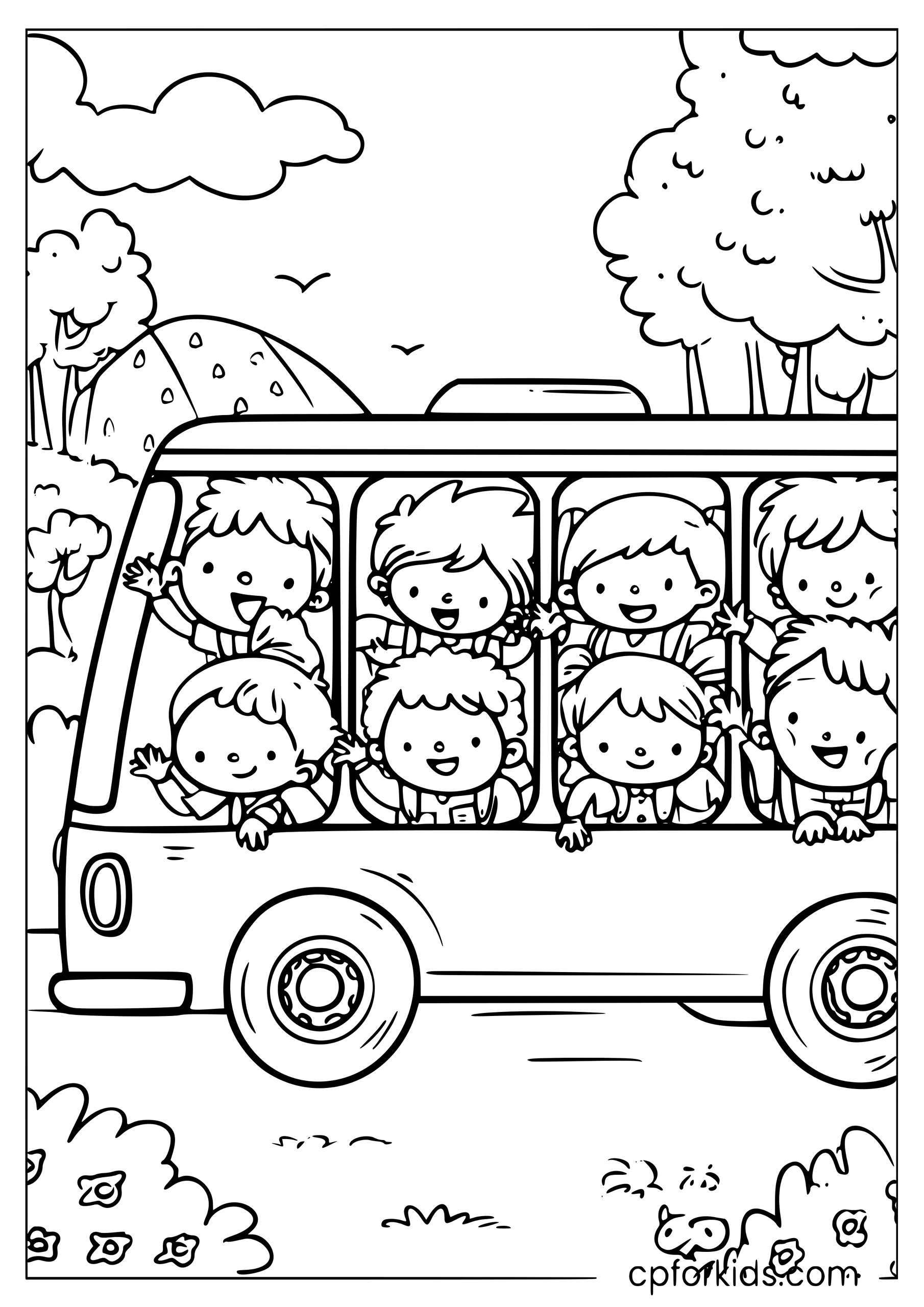 Kids Wave from the Bus