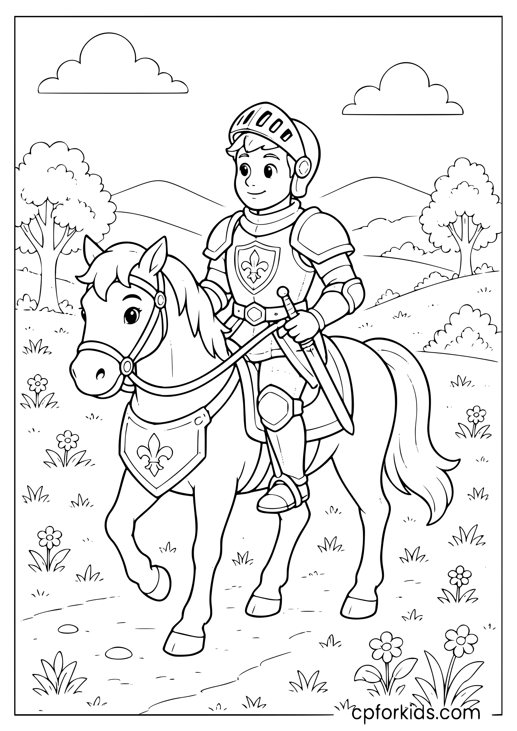 Knight Rides Through the Meadow