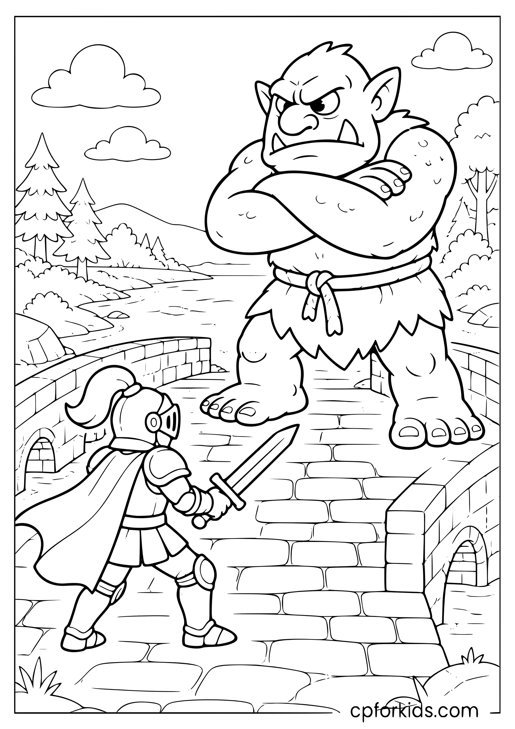 Knight Faces the Bridge Troll